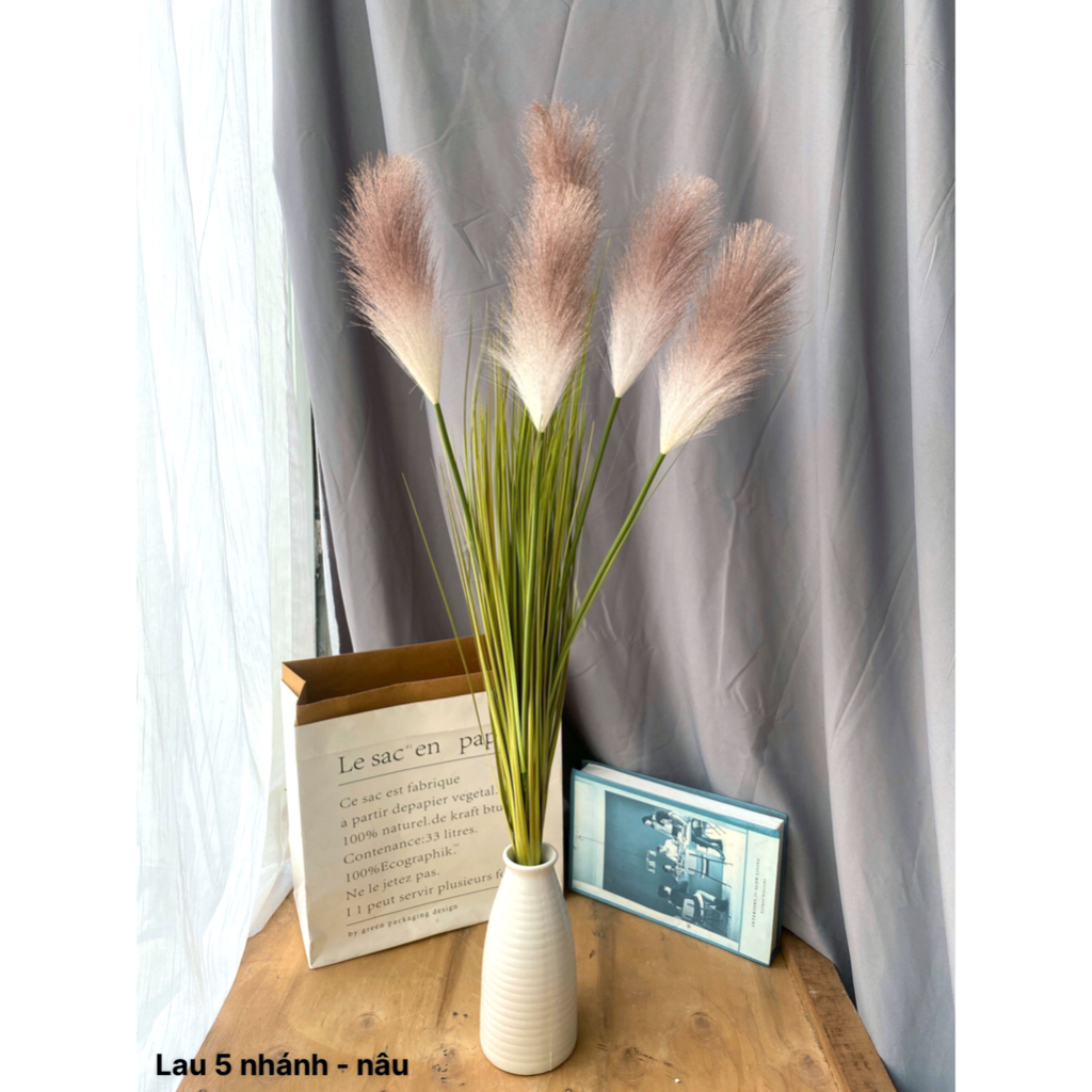 Hoa giả, Cành hoa Lau 5 nhánh cao 90cm
