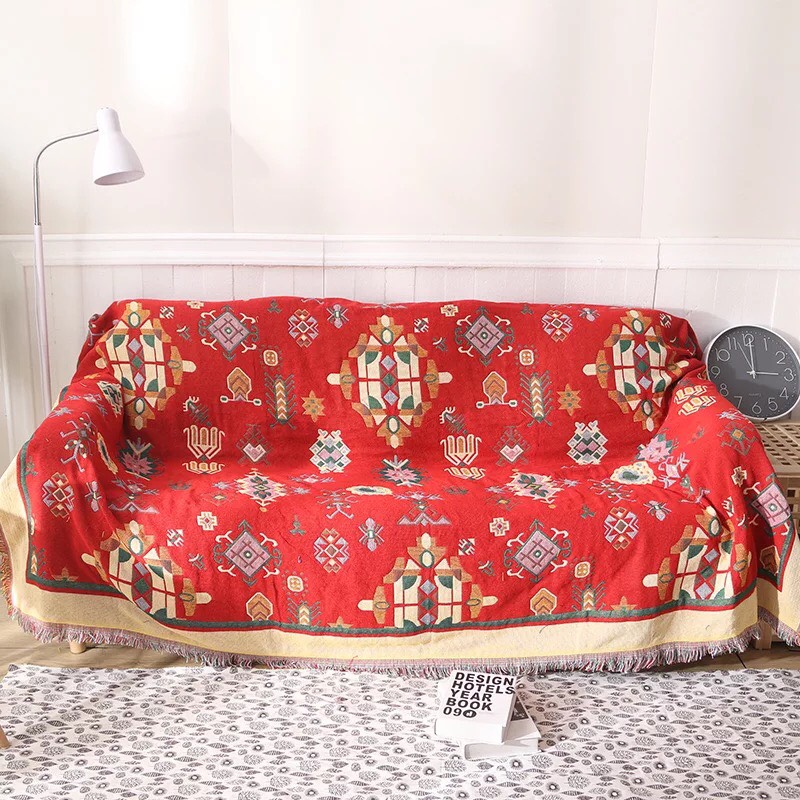 Khăn phủ sofa, Thảm Sofa Vintage sử dụng 2 mặt họa tiết Bắc Âu kích thước 1m8x2m3 Nhiều mẫu, Thảm thổ cẩm trải sàn decor phòng khách, trang trí phòng ngủ sử dụng 2 mặt