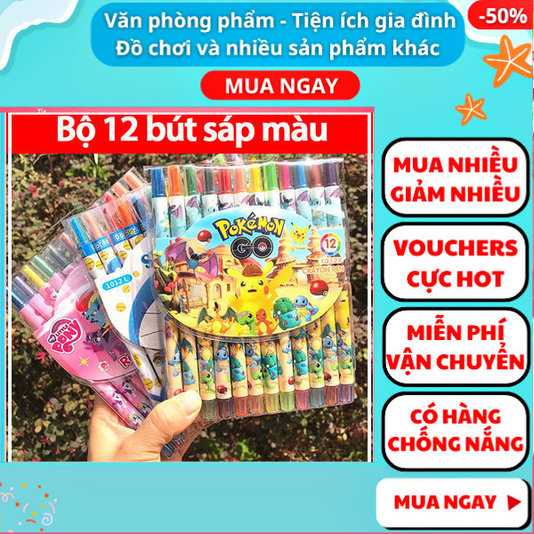 Vỉ 12 cây bút sáp vặn tô màu loại đẹp chất lượng cao ✓bút chì màu ✓bút cute ✓bút sáp màu ✓bút sáp nhiều màu , đồ dùng học tập✓ Nguyễn Thùy Store
