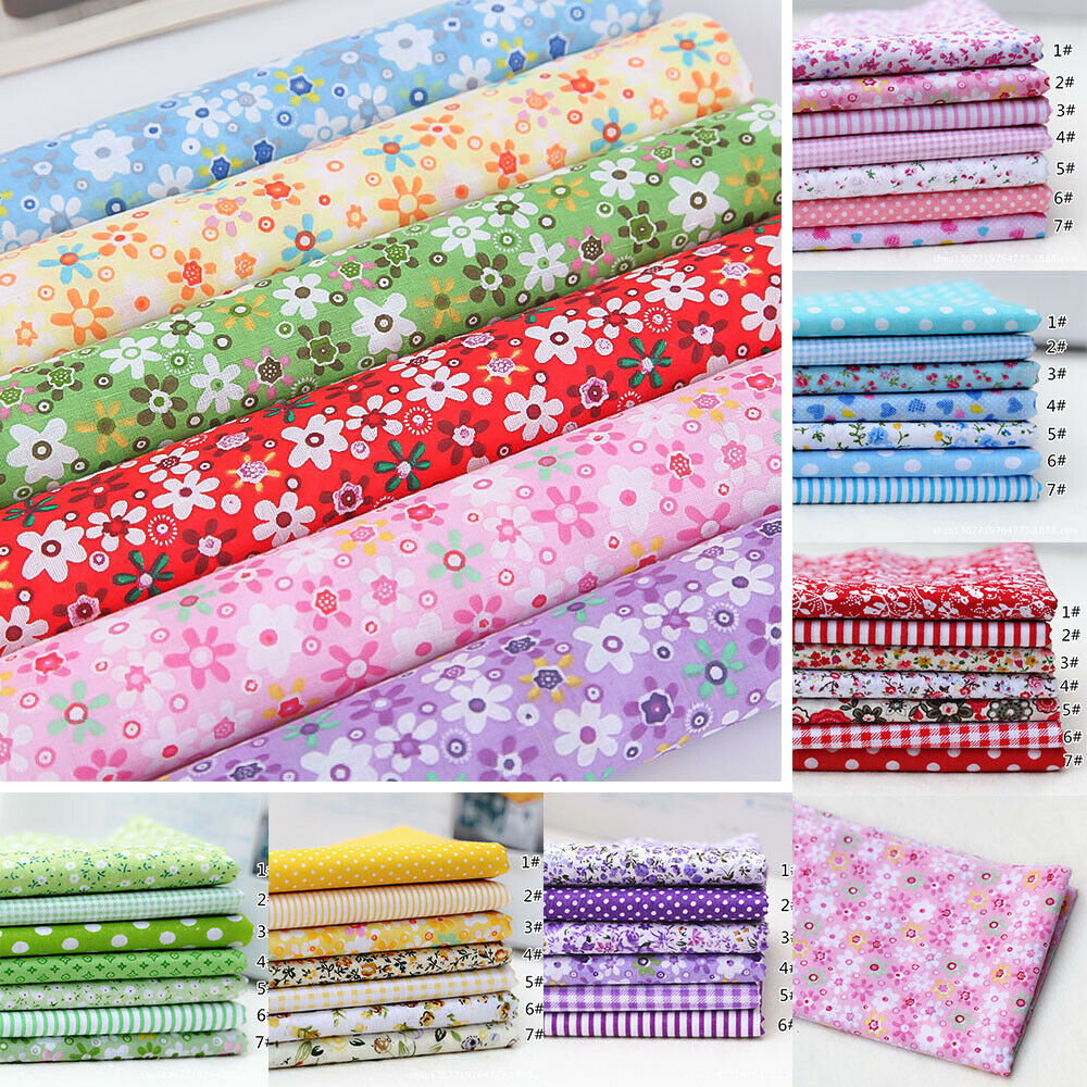 7pcs 25*25cm Square Cotton Fabric Cloth Sewing Patchwork Assorted Pre Cut Handicraft Diy Handmade Craft Material. 