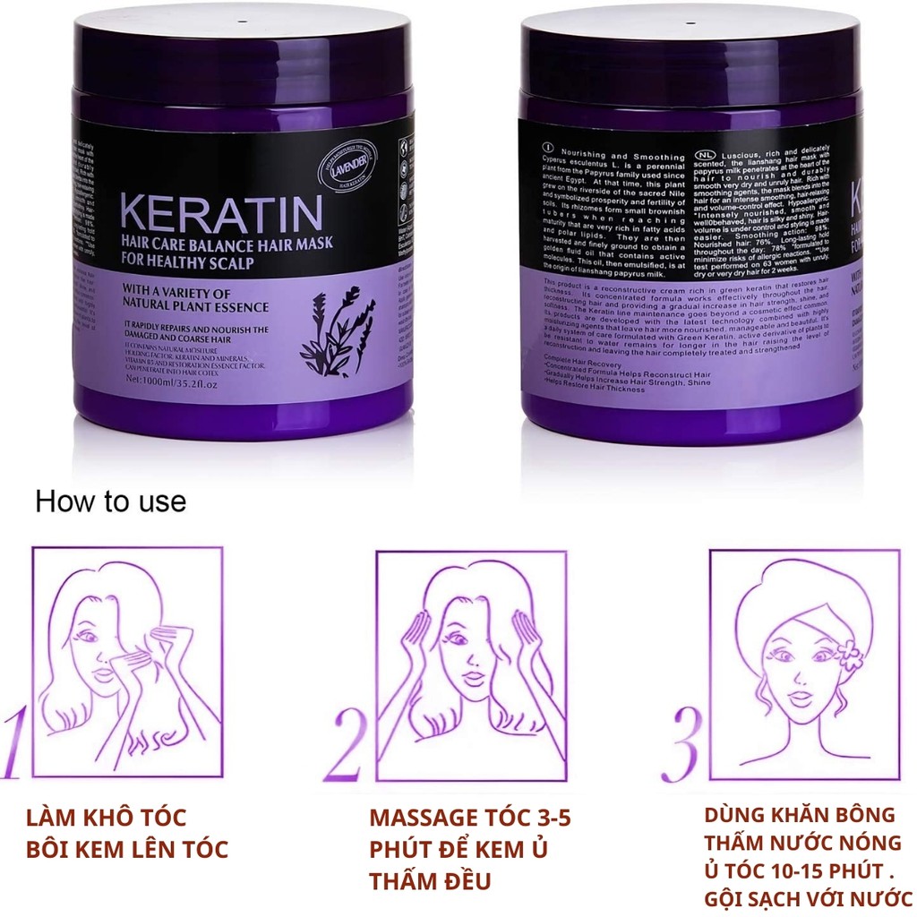 kem ủ tóc KERATIN collagen 1000ml (hủ nâu)