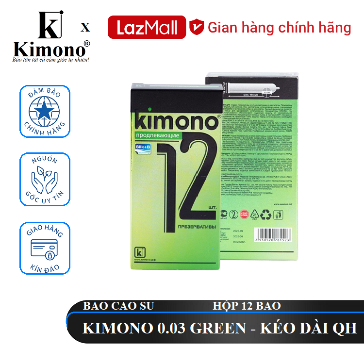 [ KIMONO ] Bao cao su Kimono 0.03 Siêu Mỏng 12 bao.
