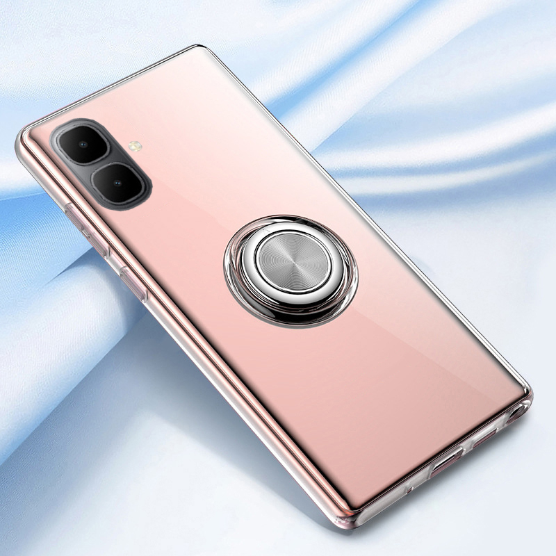 For Tecno Spark Go 2 Phone Case Ring Ultra Thin HD Clear Transparent Car Kickstand Bracket Soft Air Cushion Armor Cover for Tecno POP 10 Cover Casing HP.