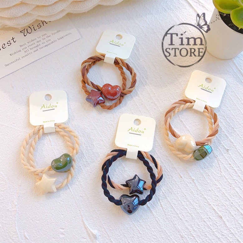 Set dây thun cột tóc siêu co giãn  phong cách đơn giản