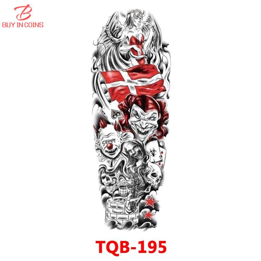 BUYINCOINS 17*48CM Large Arm Sleeve Tattoo Lion Crown King Rose Waterproof Temporary Sticker Wild Wolf Tiger