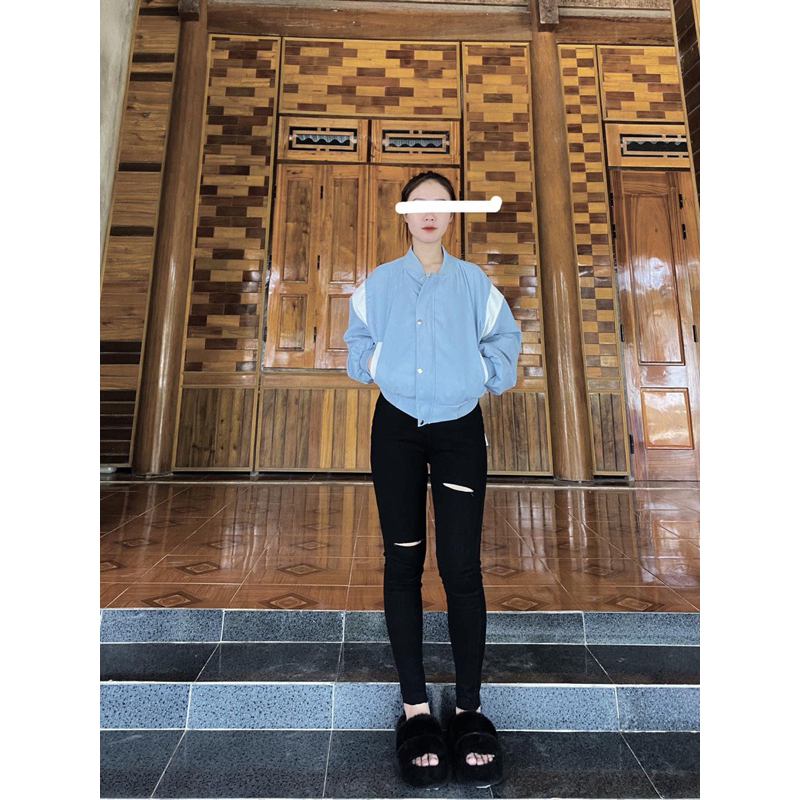 Jeans dài lưng cao co giãn rách PT 2024