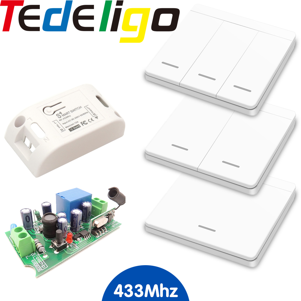 【Limited-time offer】433MHz Switch RF Wireless Push button 1/2/3 Gang AC ...