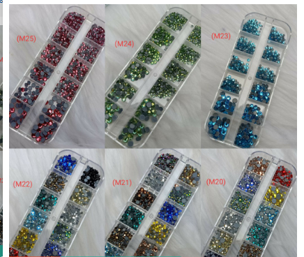 Khay đá chân keo trang trí móng nail mix 12 màu