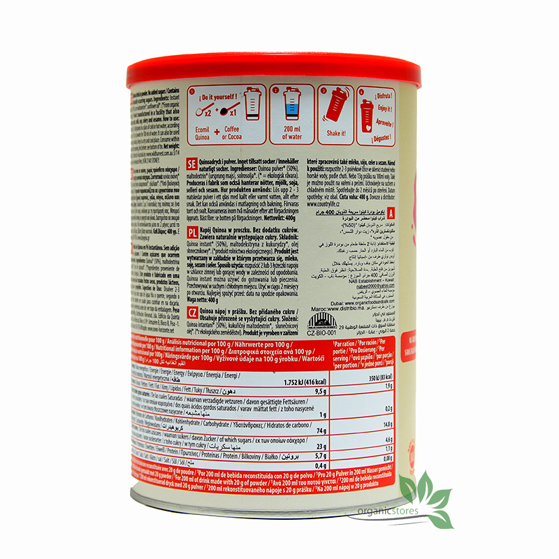 Bột hạt diêm mạch (Quinoa) hữu cơ không thêm đường 400g – Ecomil