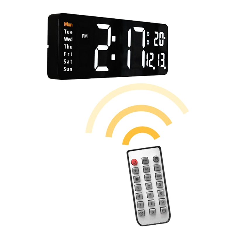 16inch LED Digital Wall Clock- Alarm Clock/Temp/Date/Week/Timer Remote Adjustable for Home/Gym/Office