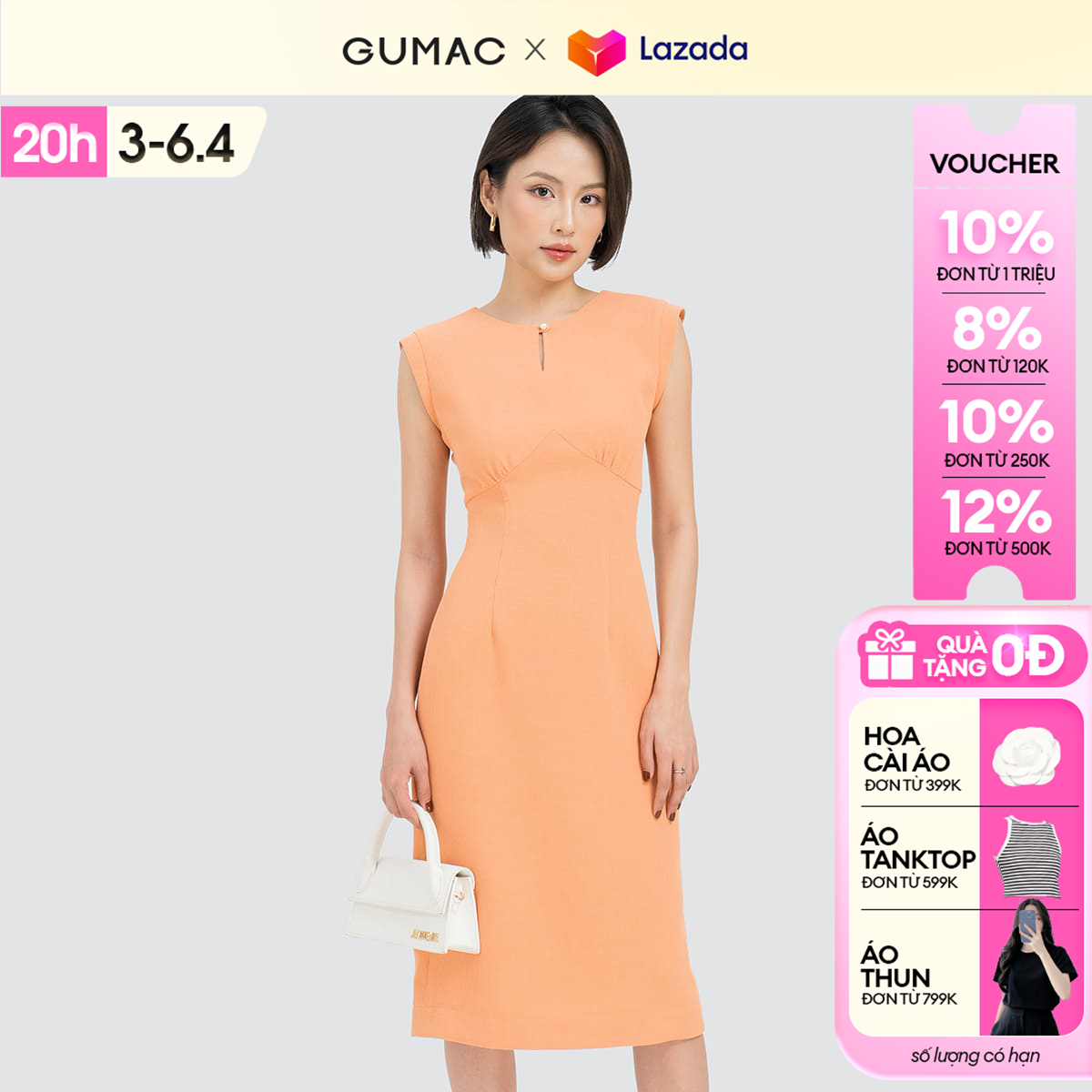 Đầm nữ bút chì tay liền GUMAC DD04024