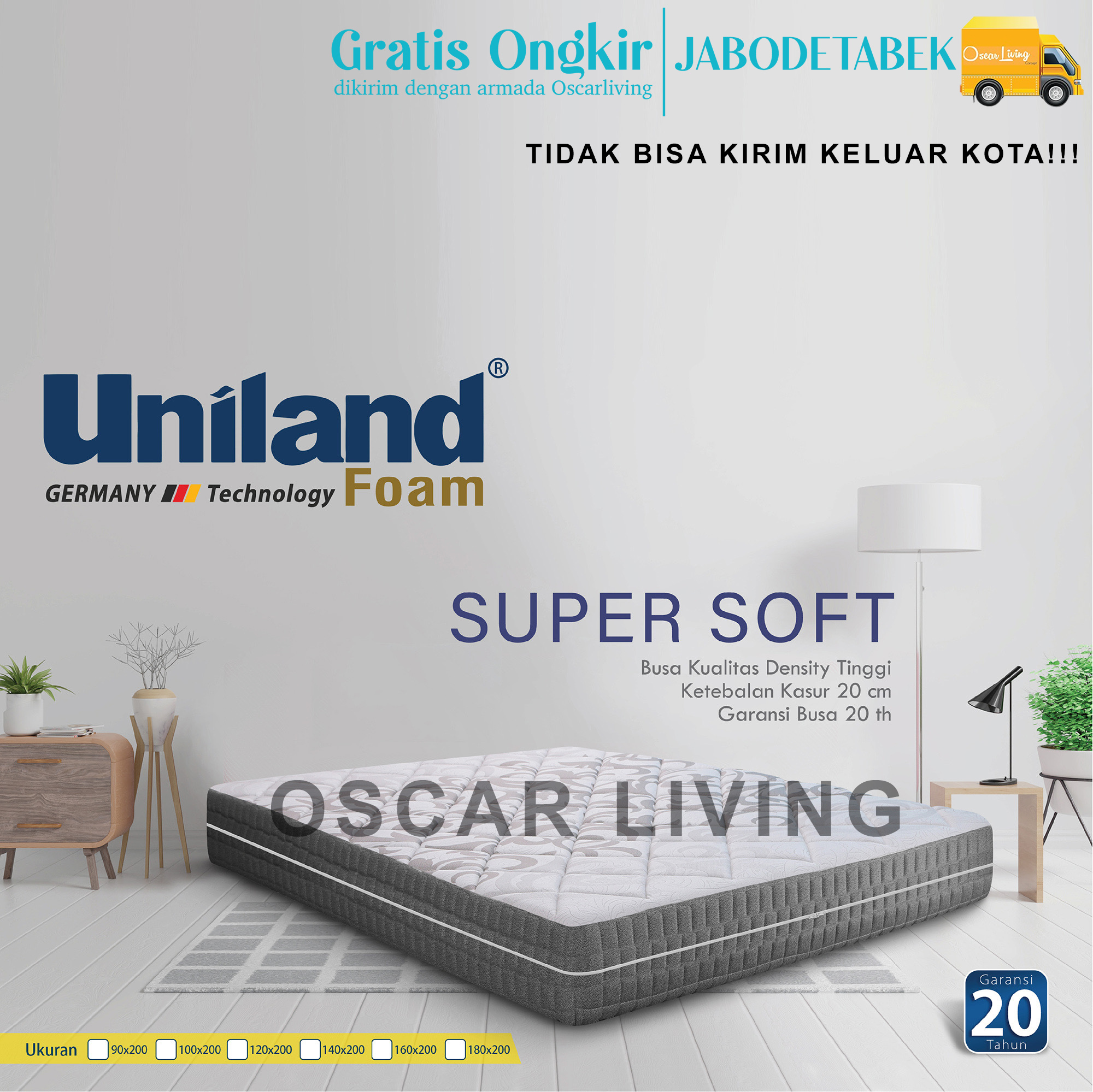 Uniland Foam Super Soft Kasur Busa Tebal 20 Cm Garansi 20th Khusus