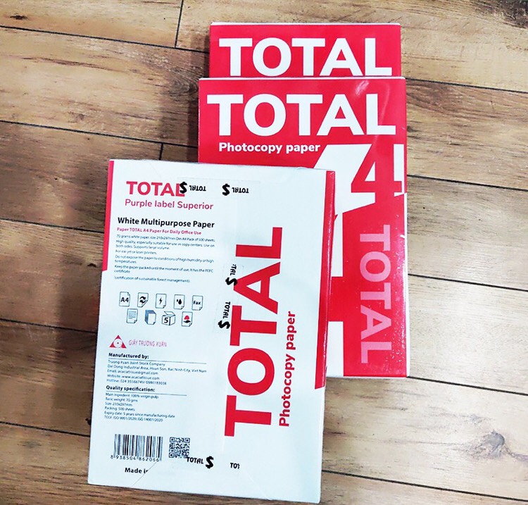 Giấy A4 500 tờ TOTAL định lượng 70gsm