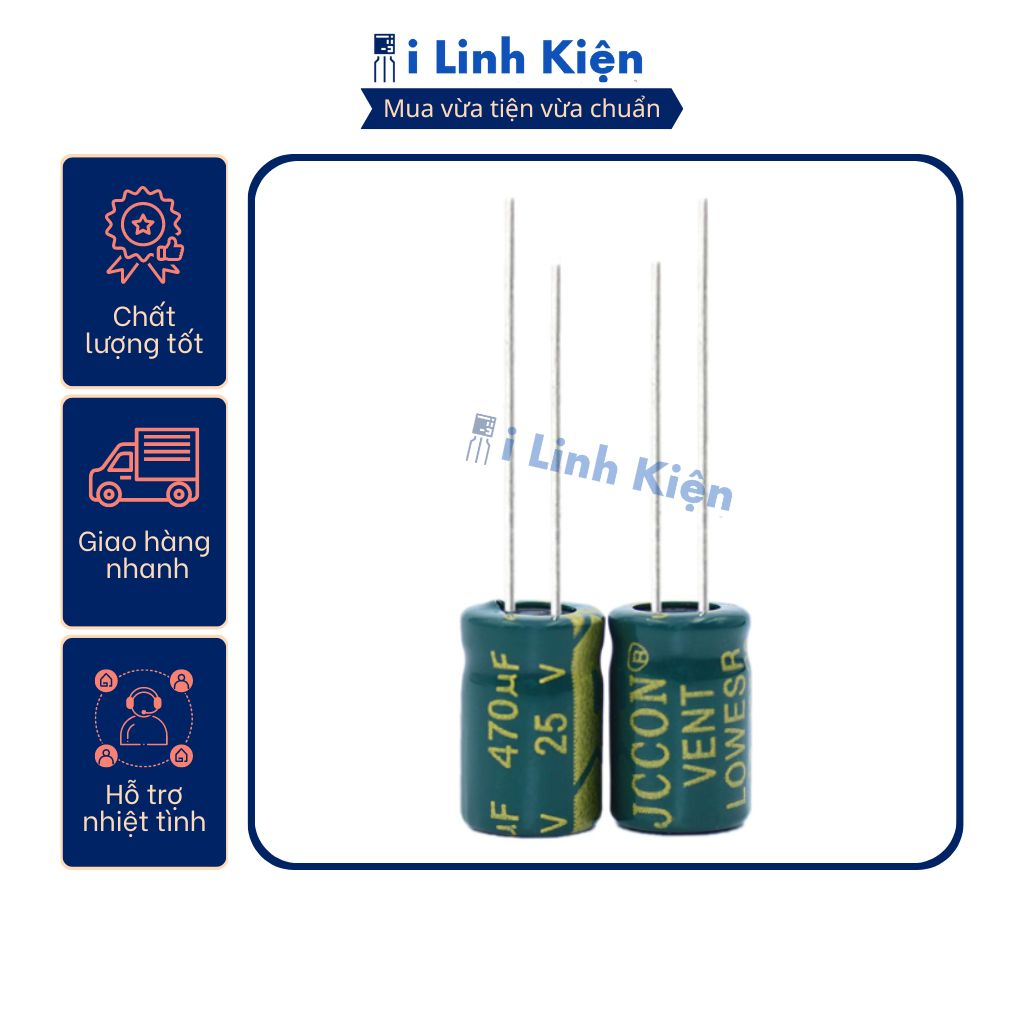 Tụ hóa 25v 470uf 8x12mm tần số cao chất lượng tốt.