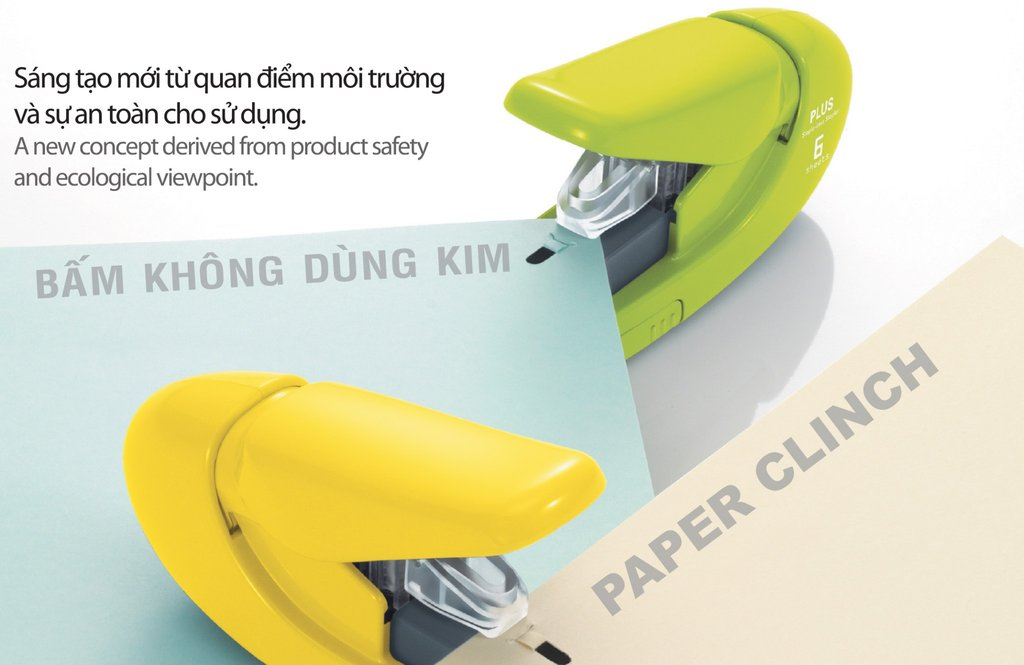 Bấm giấy không dùng kim Plus -  Bấm được 5-6 tờ/lần