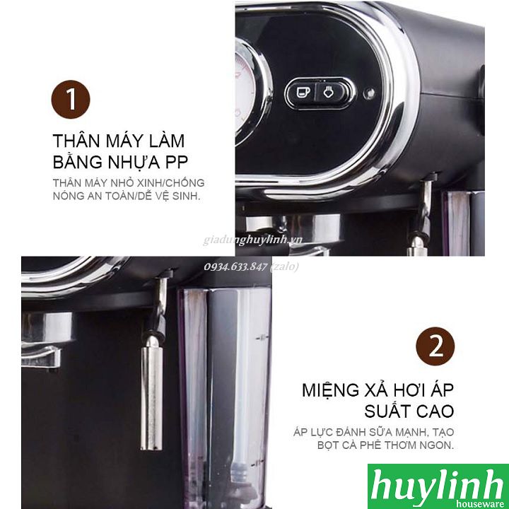 [HCM]Máy pha cà phê Tiross TS6211 - Tặng kèm máy xay cà phê