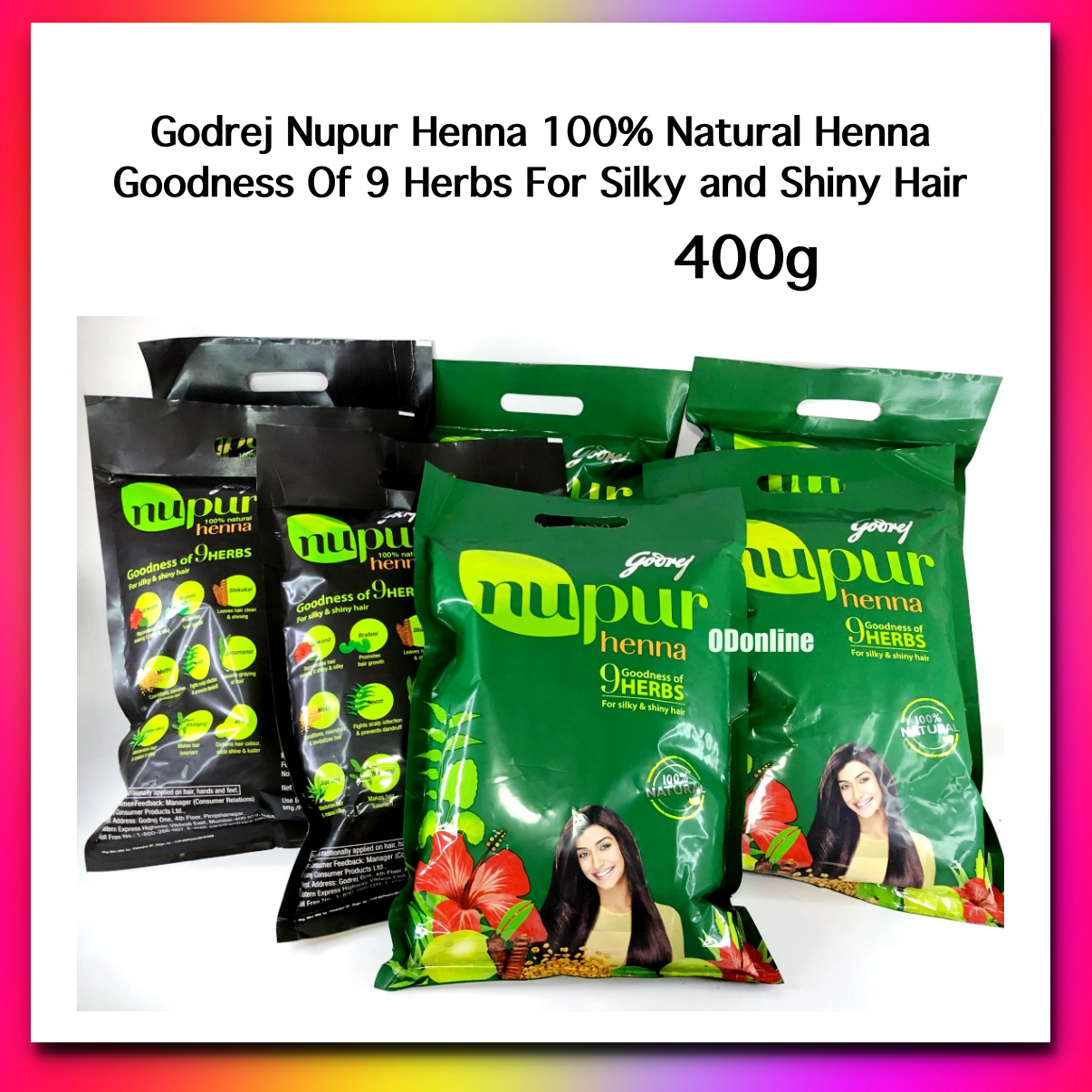 Godrej Nupur Henna Mehandi Powder 100% Natural Hair Color 400gms X 1 –  Noora Remedy