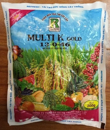 Phân bón Multi K Gold 13-46 kích thích ra hoa tập trung bịch 200gram