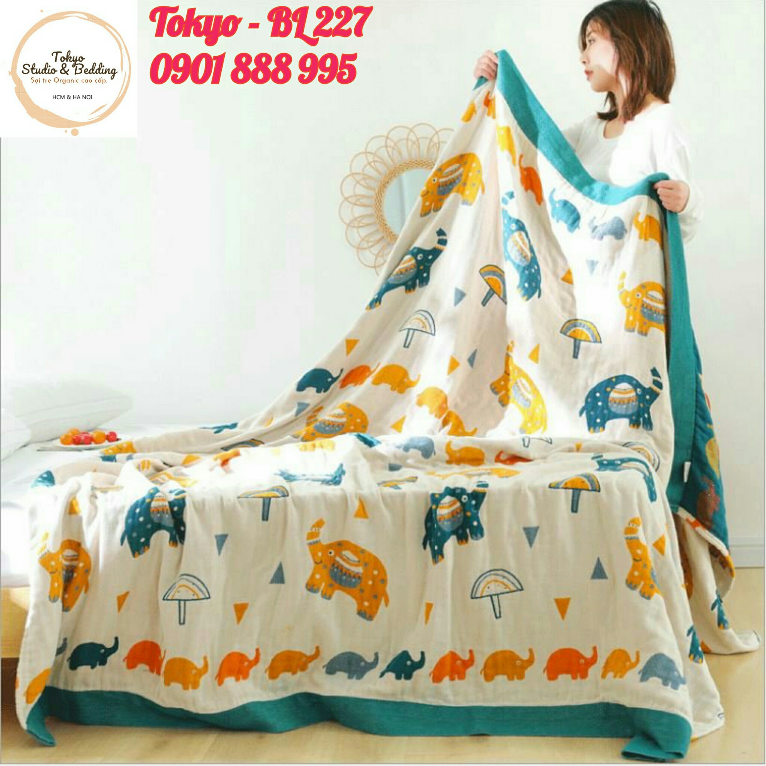 (2)TH Chăn Xô Cotton Sợi Tre Organic cho Bé