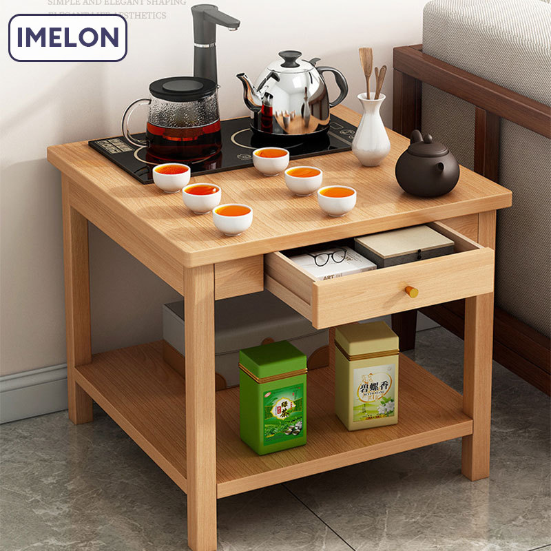 Tea table, small unit type, tea table with solid wood legs, small square table, living room, household small tea table, balcony, tea making small table
