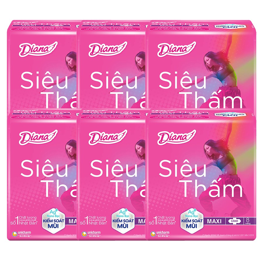 Combo 6 gói băng vệ sinh Diana MAXI CÁNH