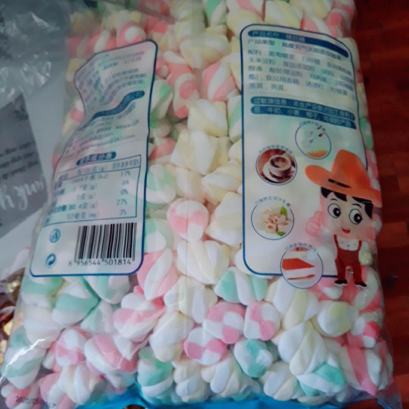 kẹo bông mashmalw 1kg mix nhiều màu