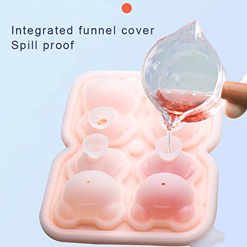 MINGCHENG Cute Teddy Bear Ice Cube Making Mold Splash-Proof And Easy To Fall Off, For Refrigerator With Container, Cute Bear Ice Cube Tray