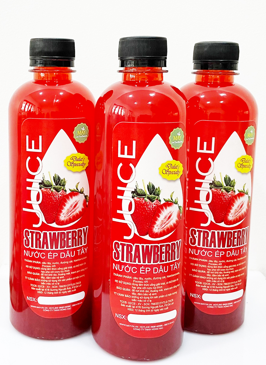 [Freeship MAX] Nước ép Dâu tây Đà Lạt chai 500ml