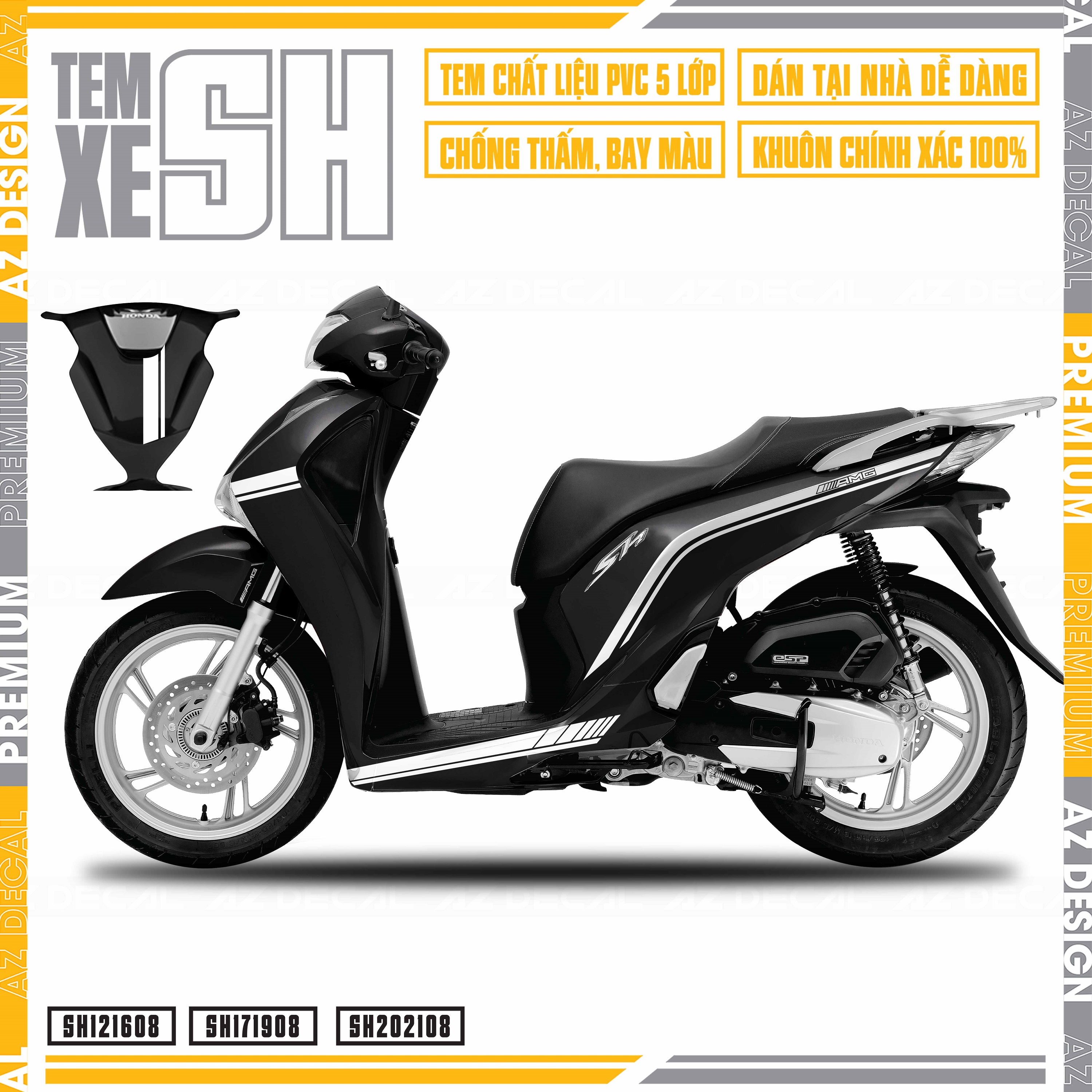 Decal Chế Xe SH Mẫu AMG Sọc | SH08 | Tem Rời Dán Xe Chất Liệu PVC Cao Cấp Chống Bay Màu, Chống Nước - Azdecal