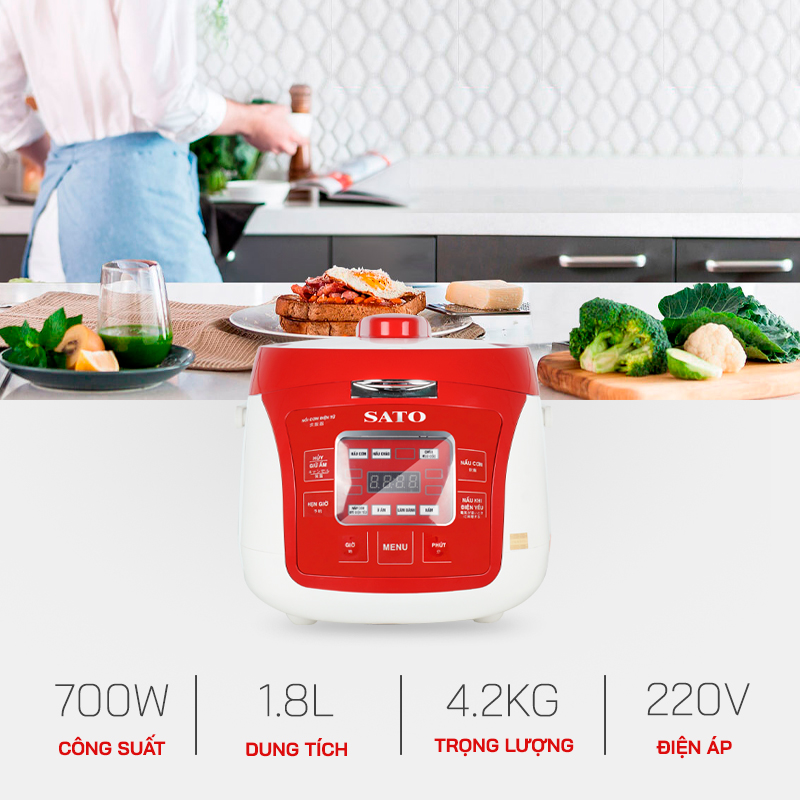 Nồi cơm điện tử 1.8L Sato 18DT019 D/T