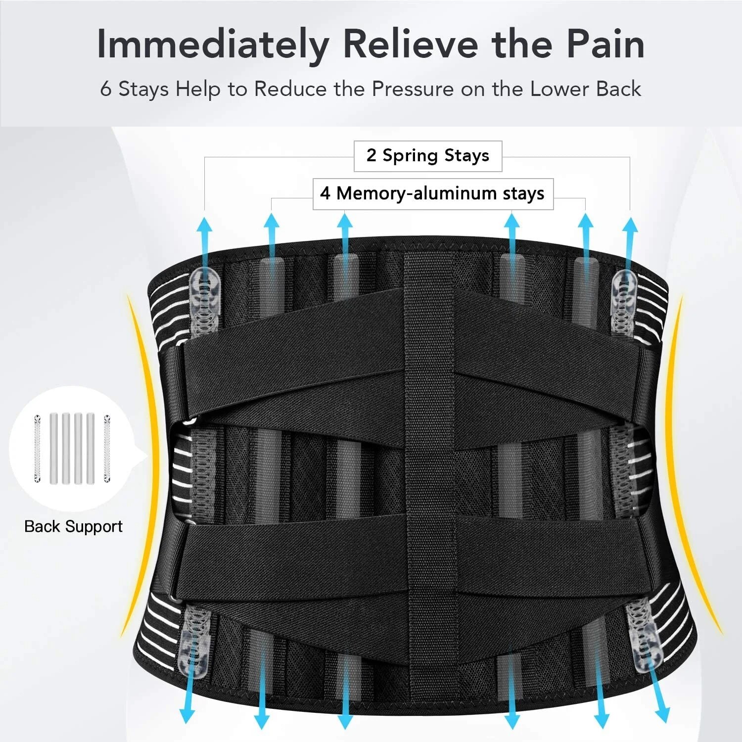 Adjustable Back Lumbar Support Belt with 6 Bone Waist Orthopedic Corset Men Spine Decompression Waist Trainer Back Pain Relief