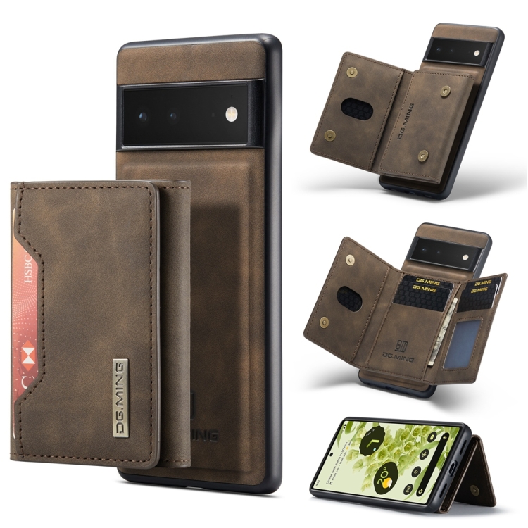 【xPhone Store】 For Google Pixel 6 Pro DG.MING M2 Series 3-Fold Multi Card Bag Back Cover Leather Phone Case