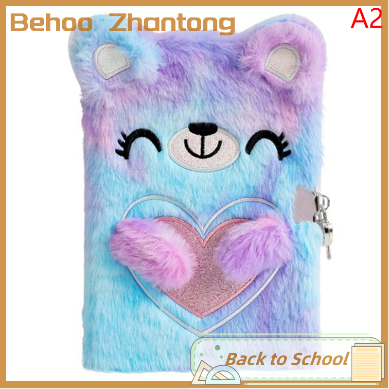 Behoo Cute Bear Notebook With Lock Kawaii Diary A5 Agenda Planner Organizer Wonderful Plush Note Book School Sketchbook