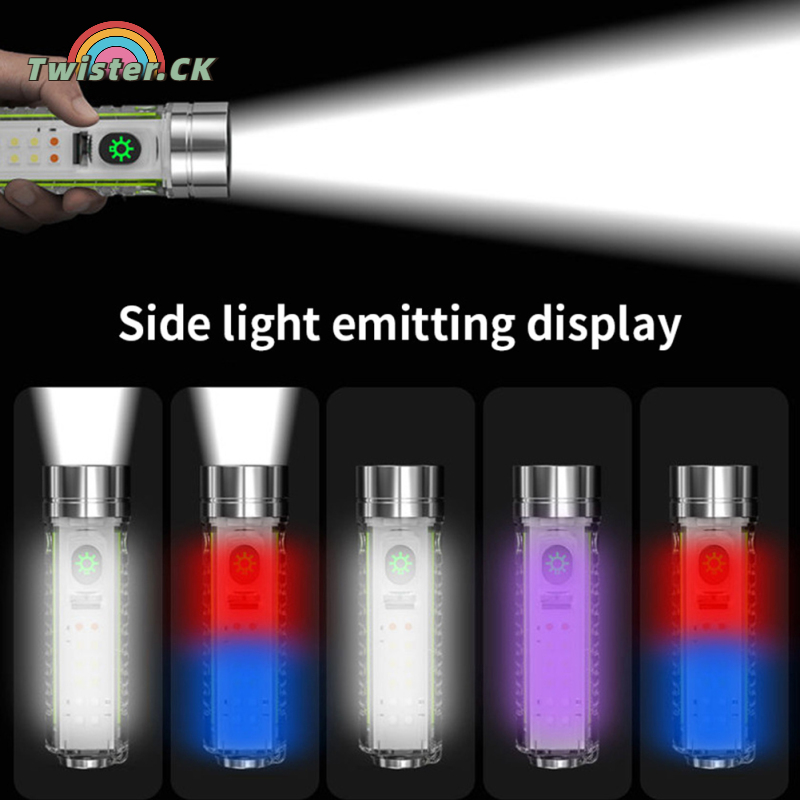 TK Led Mini Flashlight 3800lm Built-in 1800mah Lithium Battery Multifunctional Super Bright Working Light