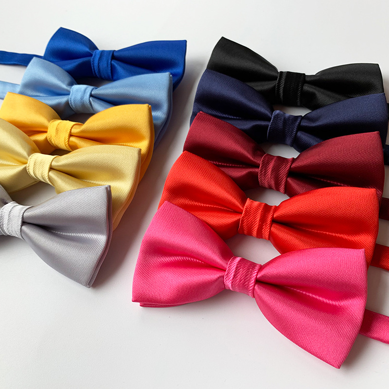 Plain Satin Polyester Silk Bow Tie Korean Version Fashionable Wedding Groom Banquet Bowknot Bowties