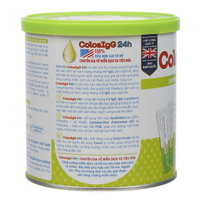 Sữa Non ColosIgG 24h 90G (60 gói x 1.5g).Date 2026