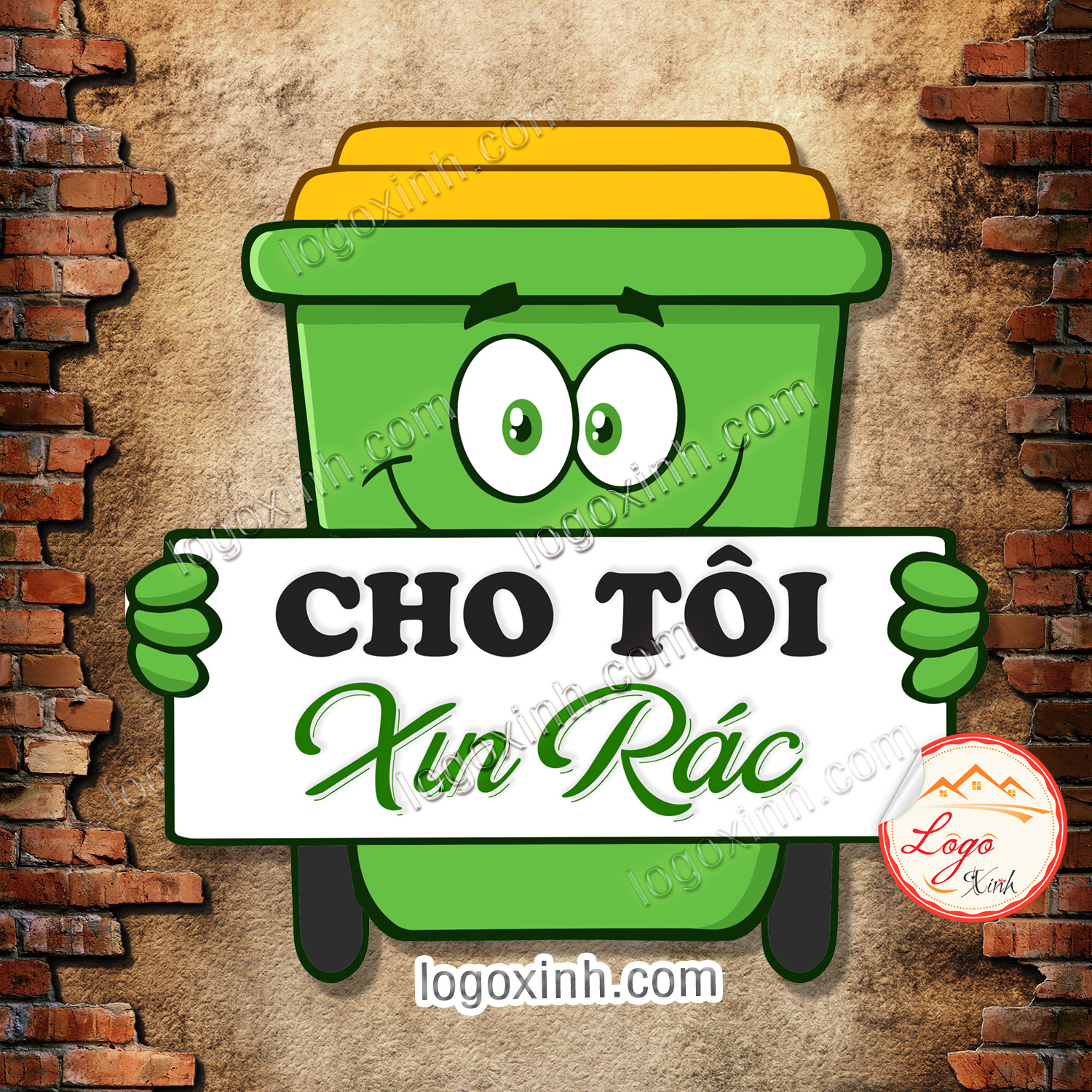 Tem Decal Cho Tôi Xin Rác, Có Keo Sẵn, Chống Nước, Tem Dán Thùng Rác ...