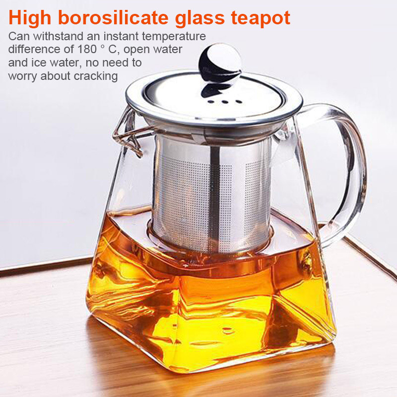 Heat Resistant Glass Teapot with Stainless Steel Strainer Filter Infuser Tea Pot 350mlTeapot,Tea PotWith Stainless Steel Strainer,Glass,Heat Resistant,350mlAccessoriesHome,Tea,Office