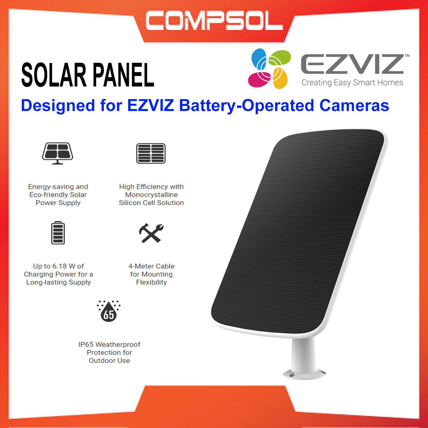 Ezviz CMT Solar Charging Panel Designed for EZVIZ BatteryOperated