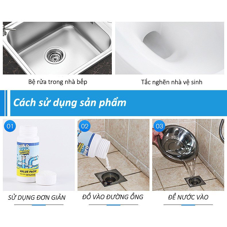 Bột thông tắc cống , ông nươc  bột thông cực mạnh VALUE PACK 110G