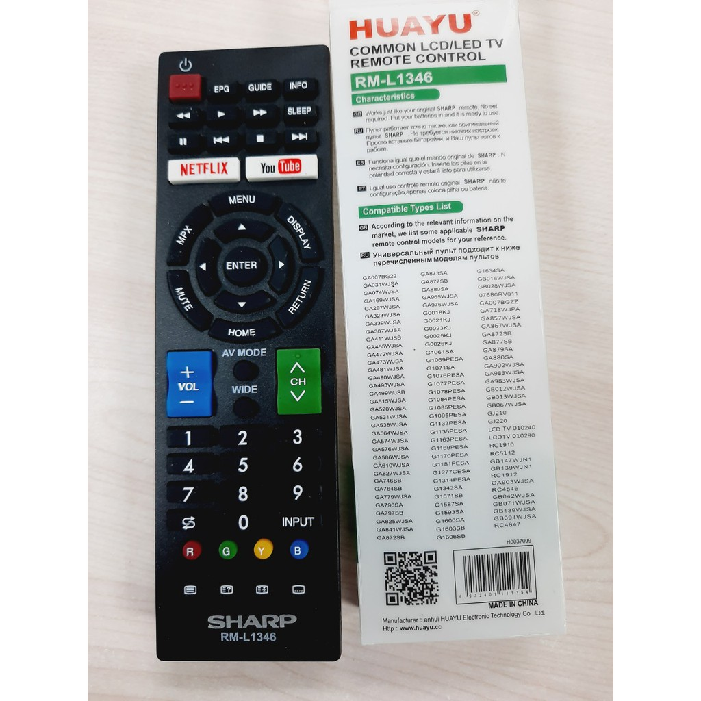 [Hàng chất lượng cao BH 1 năm] Remote - điều khiển TV SHARP Smart RM - L1346.