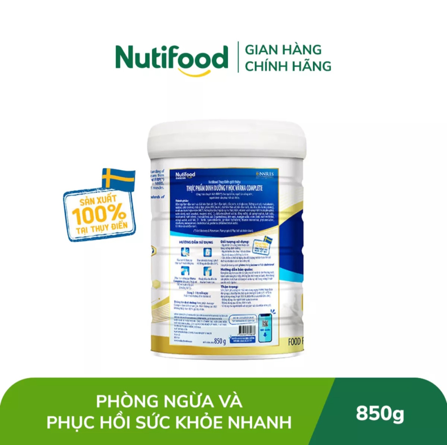 (HSD T8-2027) (Có Tích Điểm) Sữa Bột Nutifood Varna Complete 850G.