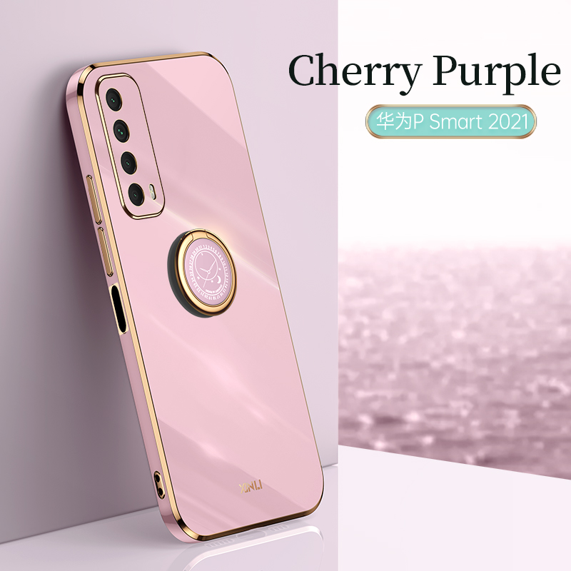 COD Plating Silicone Phone FOR Huawei Y7A Case HuaweiY7A Deluxe Fall Protection with Metal Ring Holder