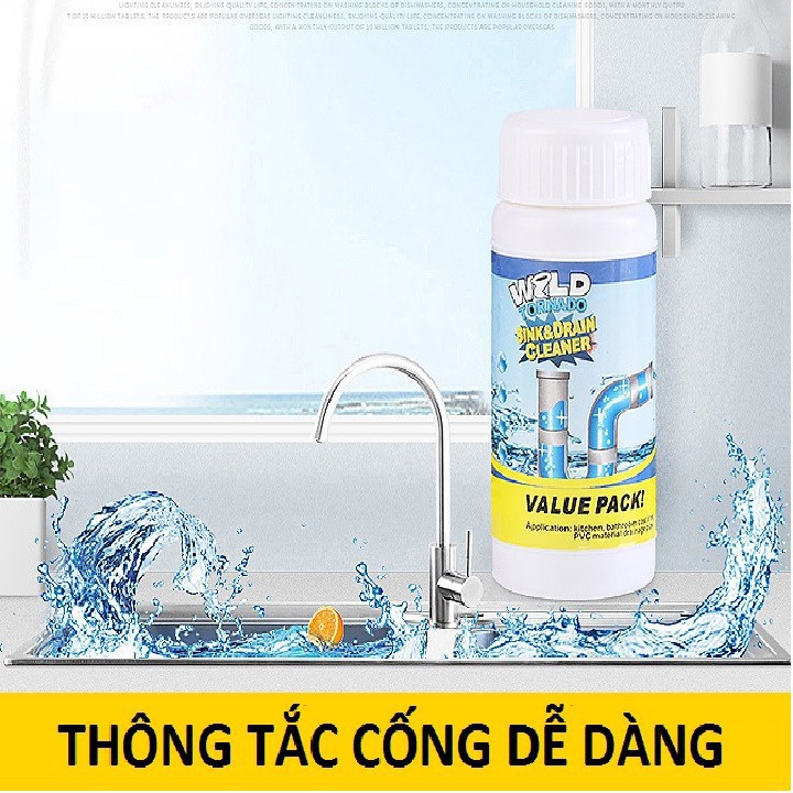 Bột thông tắc cống , ông nươc  bột thông cực mạnh VALUE PACK 110G