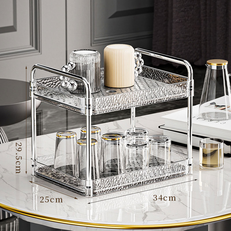 Water cup drain rack transparent double layer tray rack multi-functional kitchen cup holder cup storage rack simple