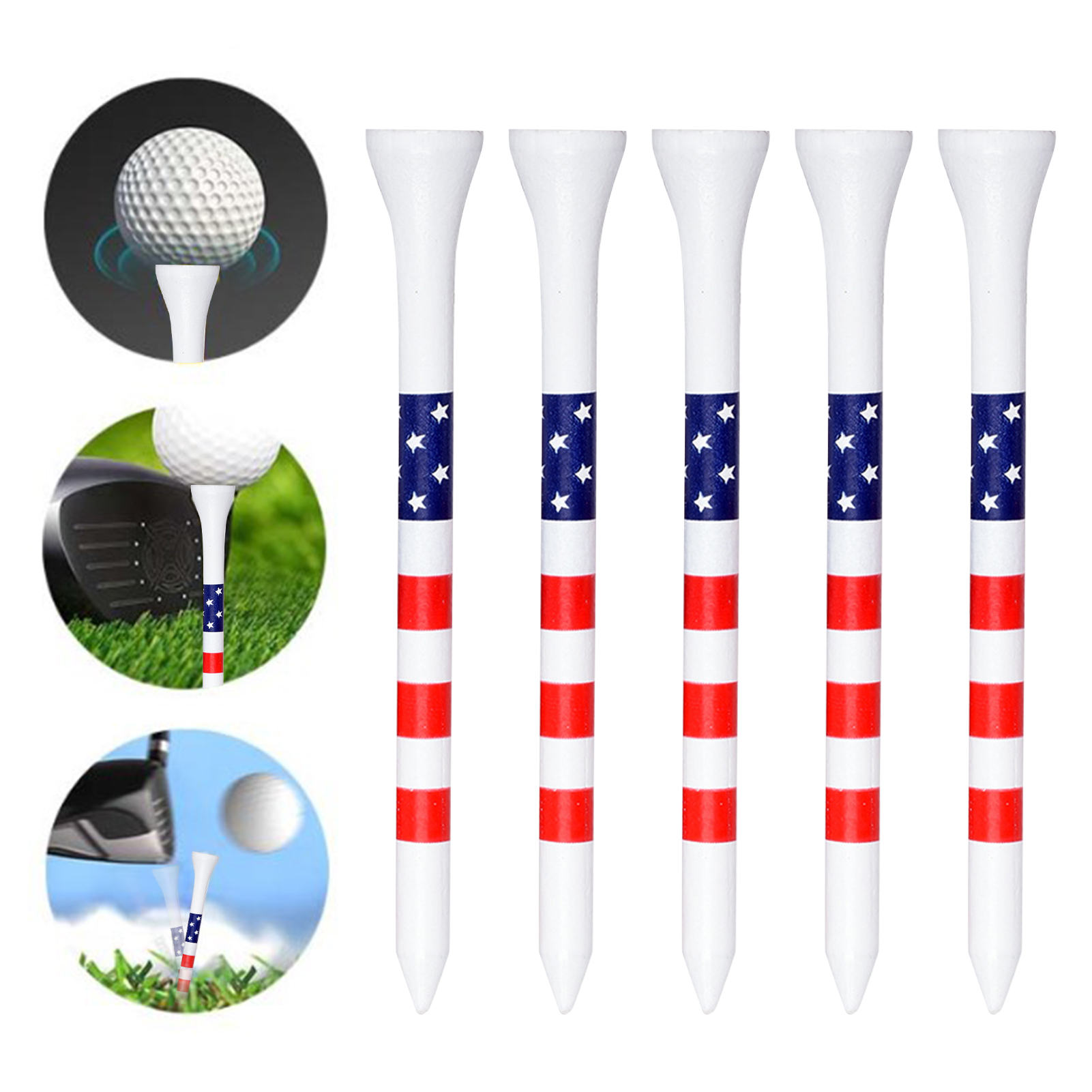 zhanshan 50Pcs Bamboo Golf Tees Reduce Friction Resistance Professional Golf Driver Tees Unbreakable 70/83mm Curved Serving Pins Practice Training Golf Ball Holder Golf Accessories Ideal Gift for Golf Lover Made of durable