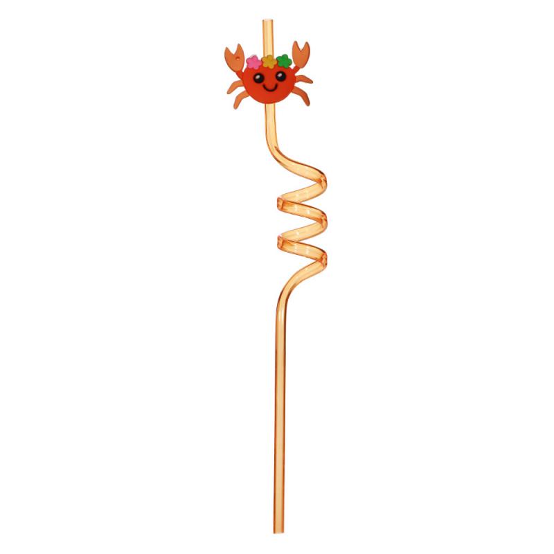 Summer Cartoon Creative Plastic Straw Marine Animal Curved Straw Kids Health Pvc Straw Bar Party Reusable Decorations Small. 