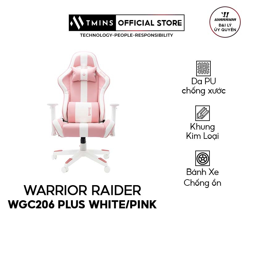 Ghế Gaming Warrior Raider Series WGC206 Plus (White/Pink)