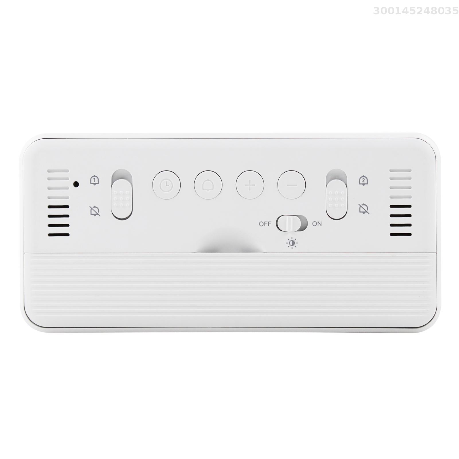 8001-EN Multifunctional Digital Clock LED Brightness Adjustable Temperature Humidity Displaying Alarm Clock with Dual Alarms Modes, Week & Date & Month Display, 12/24H Format, Snooze Function, Auto-Dimming, Light-at-Night Mode