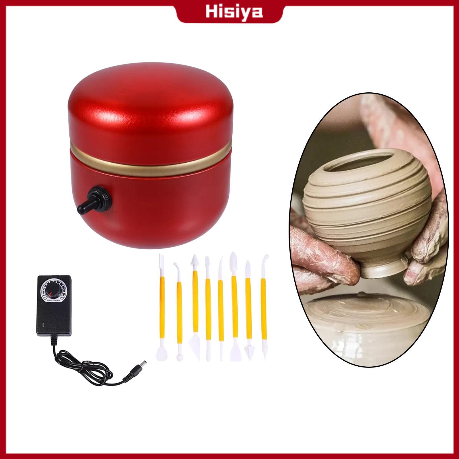 Hisiya Mini Pottery Machine Electric Pottery Wheel with 8pcs Clay Tools Gift for Adult Children Ceramic Art with Tray US Plug